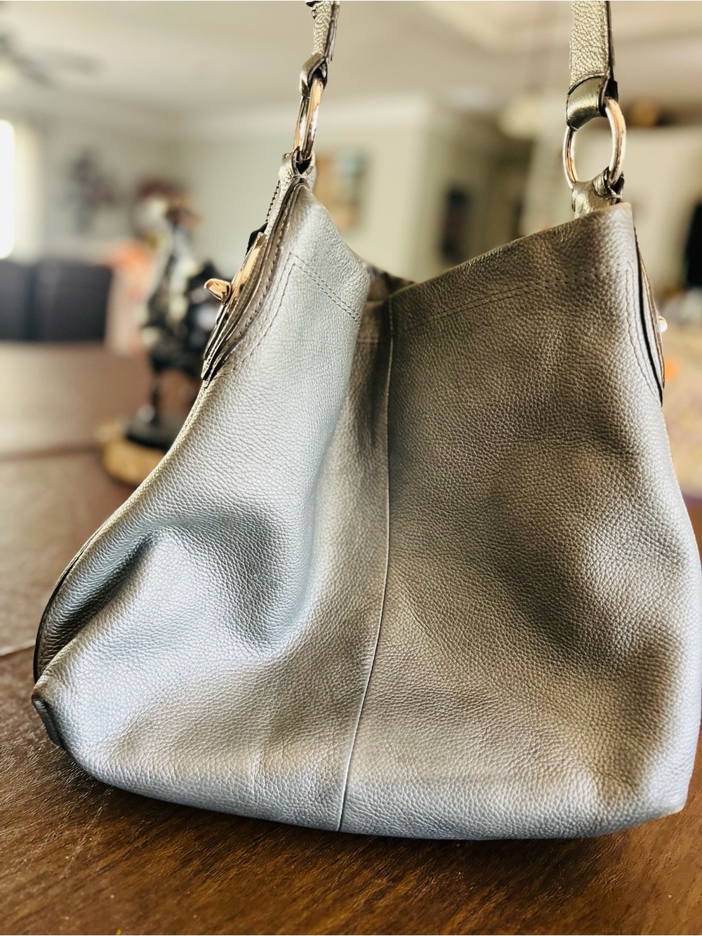Coach Gray bag Leather Shoulder Bag in Metallic Gray - Women's Handbag